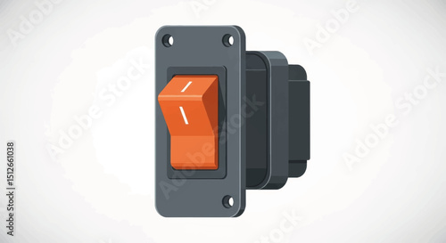 Bright orange toggle switch mounted on a dark panel for controlling electrical devices in various settings