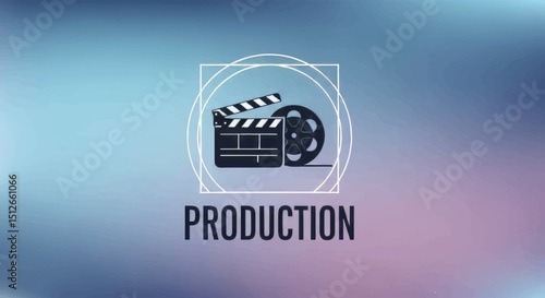 Creative film production graphic featuring clapperboard and cinematic elements in a visually appealing design