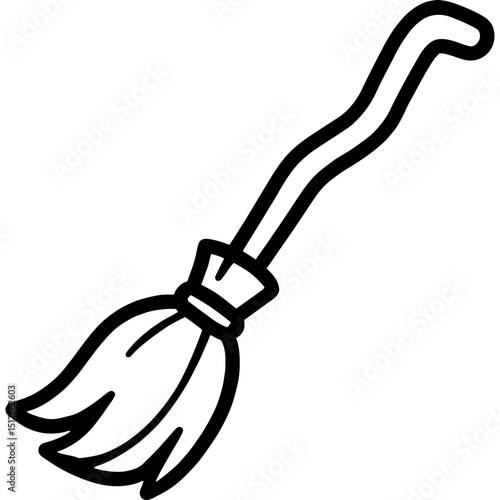 Modern fantasy broom with straw bristles