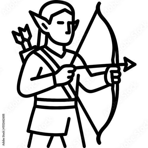 Minimalist elf archer icon design