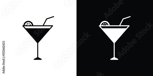 Citrus Martini glass icon illustration. icon templates pack.