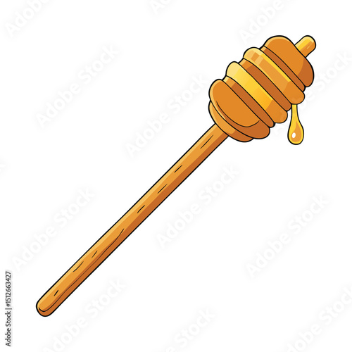 Honey dipper with dripping honey vector on white background