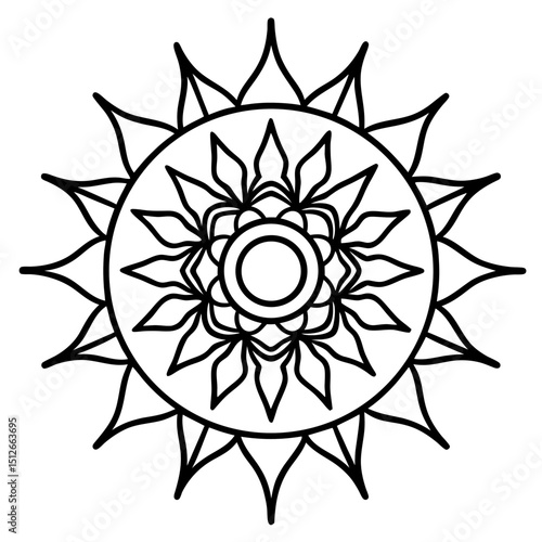 Sun & Moon Mandala Vector on White
