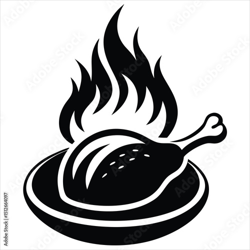 The silhouette of the black fried chicken leg stands out against a transparent backdrop