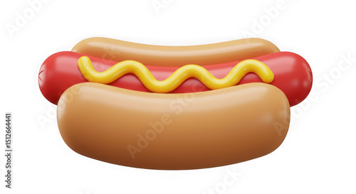 3D Render: Hot Dog with Mustard – Delicious Fast Food