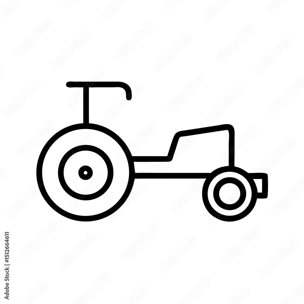 Outline illustration of a simple tractor on a white background Outline illustration of a simple tractor on a white background