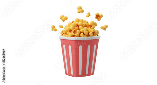 3D Rendered Popcorn Bucket: Cinema Snack, Movie Time Graphic