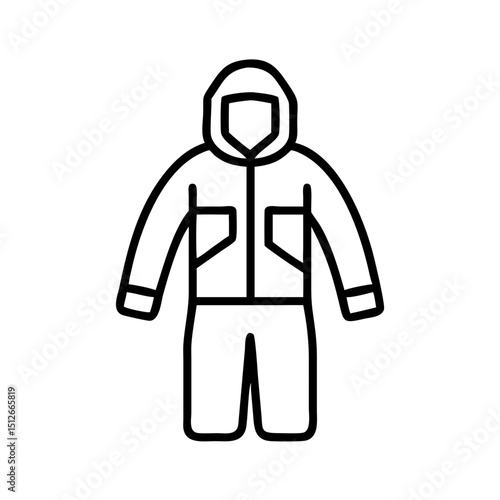 Fireproof suit with hood and pockets in minimalist line design  