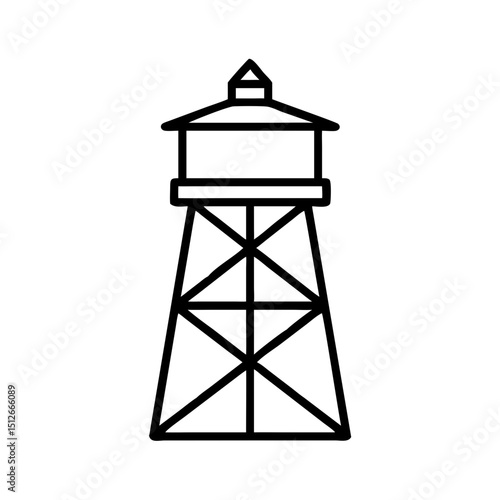 Fire lookout tower in minimalist line art design  