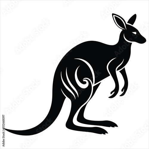 wallaby black silhouette icon vector 