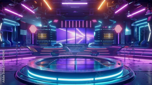 A bright lights and bold text in a game show style, prominently featured in the center, Generative AI Videos.