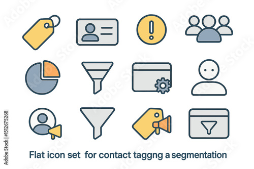 Flat icon set for contact tagging and segmentation