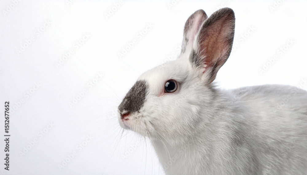 Obraz premium white rabbit portrait on white background