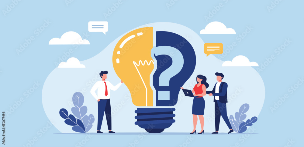 Solving problem, critical thinking root cause analysis to solution, answering question or success resolve issues, discover opportunity, creativity concept, businessman make idea from question Solving problem, critical thinking root cause analysis to solution, answering question or success resolve issues, discover opportunity, creativity concept, businessman make idea from question