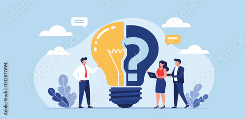 Solving problem, critical thinking root cause analysis to solution, answering question or success resolve issues, discover opportunity, creativity concept, businessman make idea from question 
