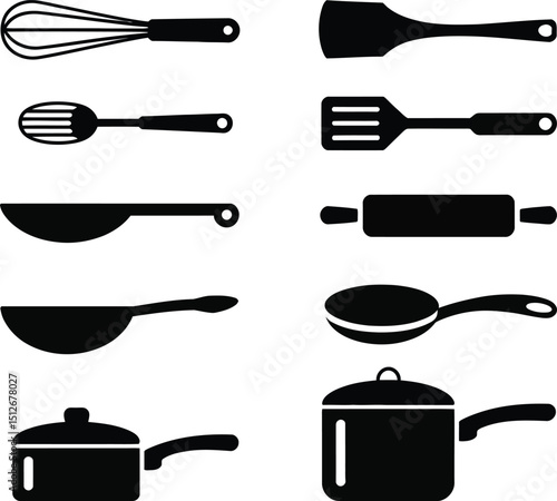 Collection of Kitchen Utensils and Cookware Icons