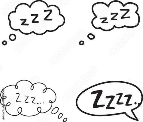 Sleep zzz doodle icon set.