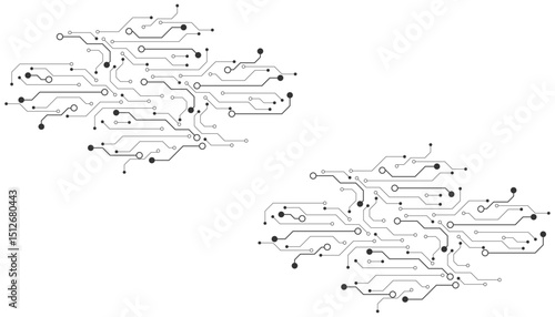 Abstract futuristic circuit board Illustration, Circuit board with various technology elements. Circuit board pattern for technology background. Vector illustration