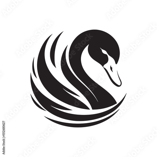 **"Elegant Mute Swan Vector Silhouette: Serene Water Bird Design Featuring Graceful Neck Curve, Broad Wings, and Floating Pose in Clean, Minimalist Style for Crafts and Digital Art"**
