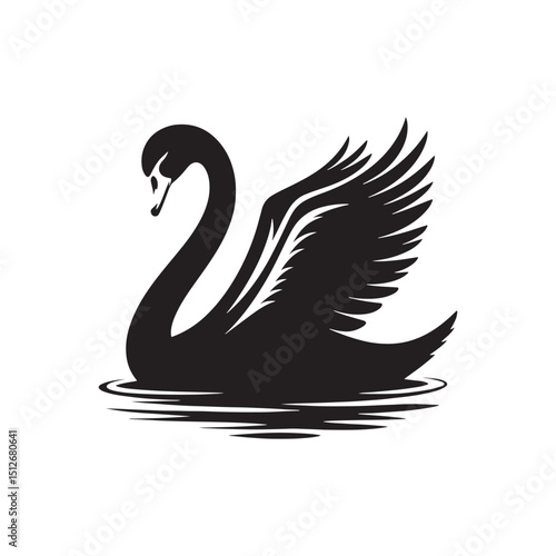 **"Elegant Mute Swan Vector Silhouette: Serene Water Bird Design Featuring Graceful Neck Curve, Broad Wings, and Floating Pose in Clean, Minimalist Style for Crafts and Digital Art"**
