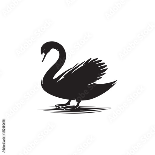 **"Elegant Mute Swan Vector Silhouette: Serene Water Bird Design Featuring Graceful Neck Curve, Broad Wings, and Floating Pose in Clean, Minimalist Style for Crafts and Digital Art"**
