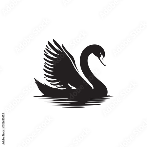 **"Elegant Mute Swan Vector Silhouette: Serene Water Bird Design Featuring Graceful Neck Curve, Broad Wings, and Floating Pose in Clean, Minimalist Style for Crafts and Digital Art"**
