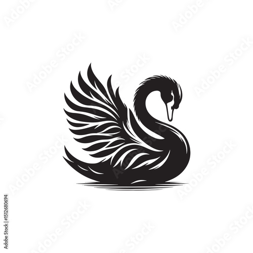 **"Elegant Mute Swan Vector Silhouette: Serene Water Bird Design Featuring Graceful Neck Curve, Broad Wings, and Floating Pose in Clean, Minimalist Style for Crafts and Digital Art"**
