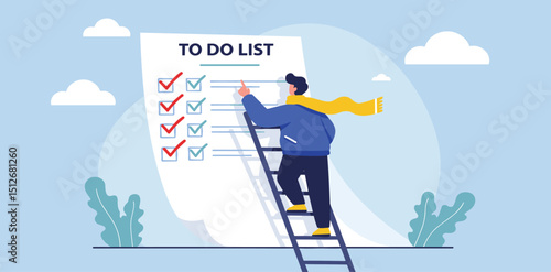 Criteria checklist report, evaluation list, complete checkbox, finish work, to do list or task done, quality assurance control, checkmark concept, businessman put tick on completion