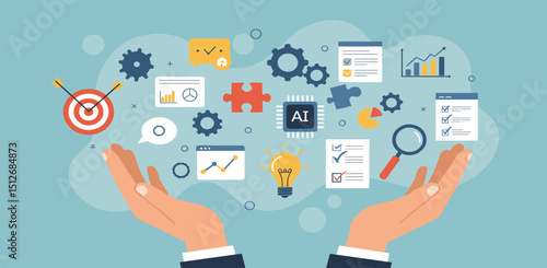 Skill, work experience or ability development, expertise success, leadership or communication to success, learning skills, wisdom concept, businessman