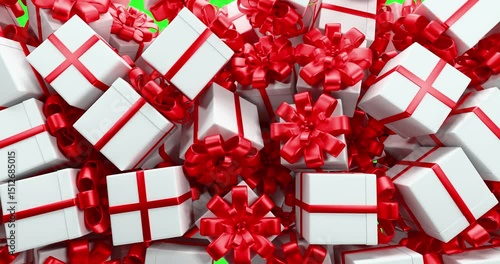 falling gift box on green screen