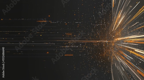 Black and orange background with a bright yellow line that is almost as long as the background. The line is made up of small dots that are scattered throughout the image
