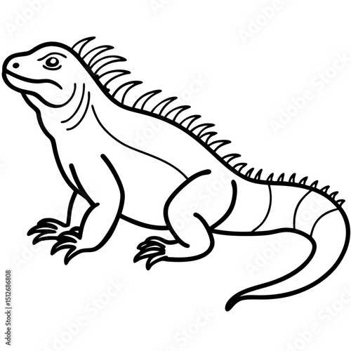 Minimalist Marine Iguana Vector on White