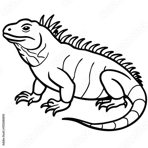 Minimalist Marine Iguana Vector on White