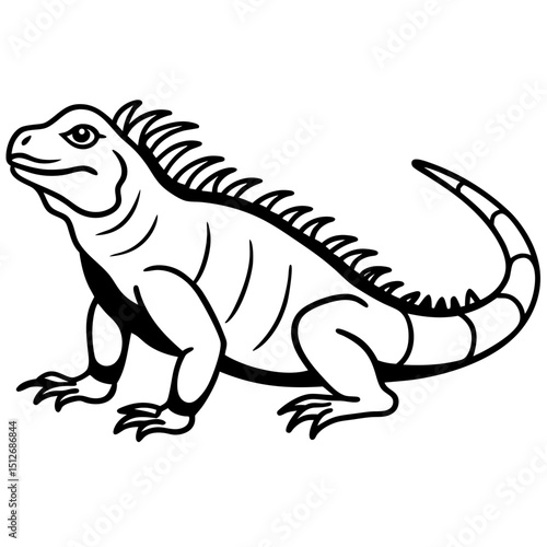 Minimalist Marine Iguana Vector on White