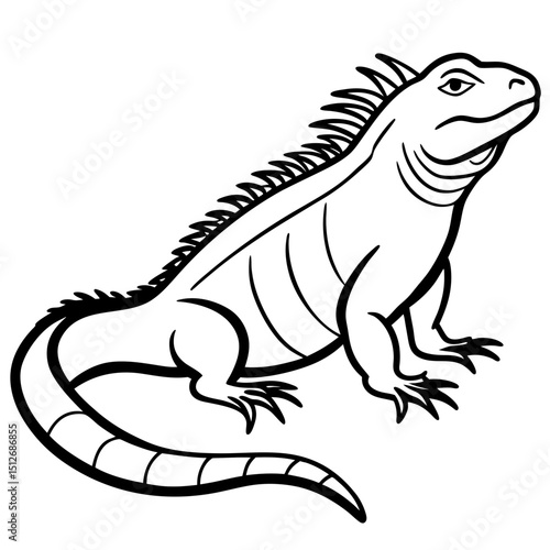 Minimalist Marine Iguana Vector on White