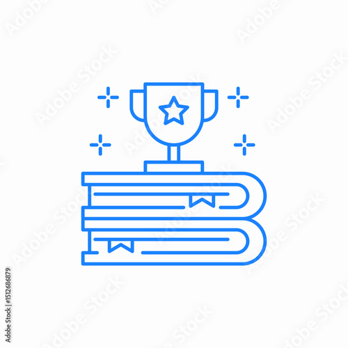 trophy on books icon sign vector