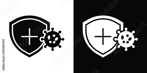 Shield virus icon illustration. icon templates pack.