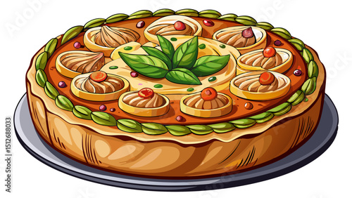 Cake salé fait maison en gros plan sur fond blanc