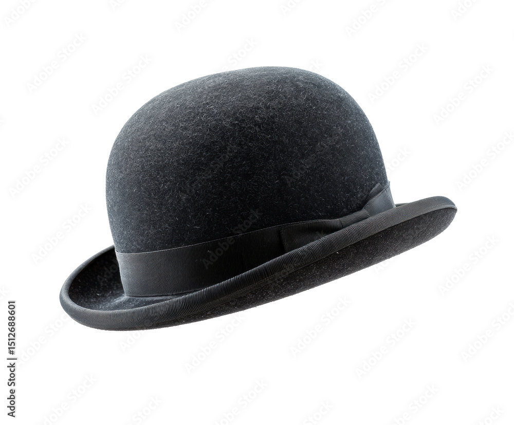 Obraz premium Classic bowler hat for vintage fashion and costumes designs, cut out transparent