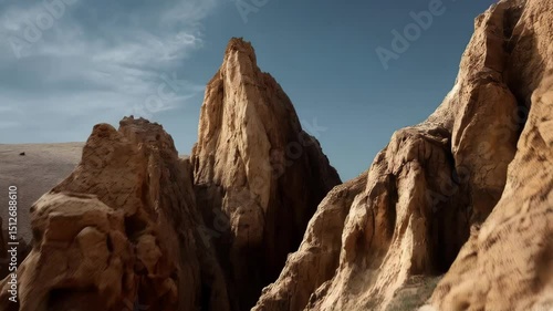 Wallpaper Mural Dynamic view of sandstone formations and desert landscape with blue sky, capturing the rugged terrain and textured rock formations Torontodigital.ca