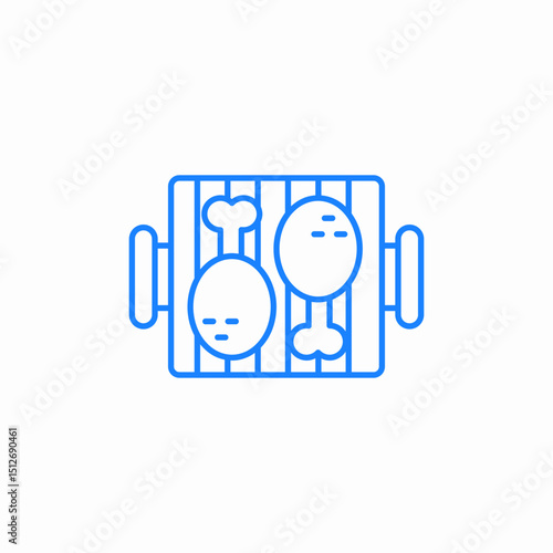 barbecue chicken bones icon sign vector