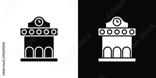Train station building icon illustration. icon templates pack.