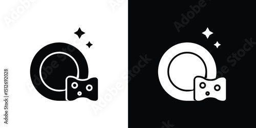 Washing dishes icon illustration. icon templates pack.