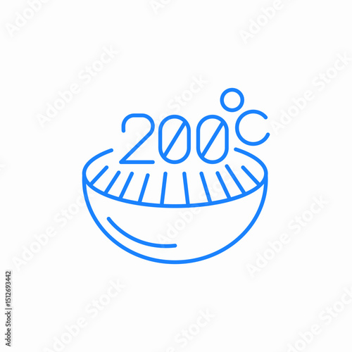 grill temperature 200 icon sign vector