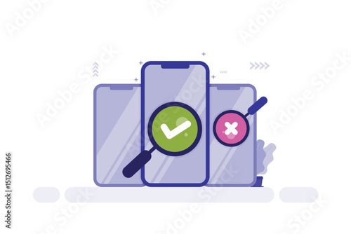 Vector illustration of device testing and  verification