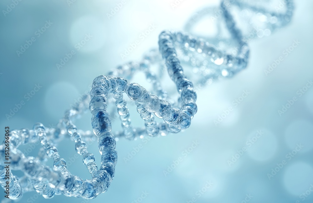 Close-up illustration of DNA chain composed from water with light blue colors, perfect for moisturizing cosmetics presentation. Concept for hyaluronic acid, skin hydration, anti-aging treatment. Close-up illustration of DNA chain composed from water with light blue colors, perfect for moisturizing cosmetics presentation. Concept for hyaluronic acid, skin hydration, anti-aging treatment.