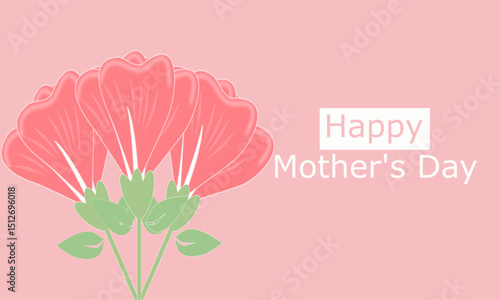 Soft pink background with flower and Mother’s Day greeting inside white outlined box.
