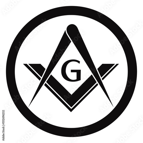 Masonic Square and Compasses with Letter G Reversed Illustator AI