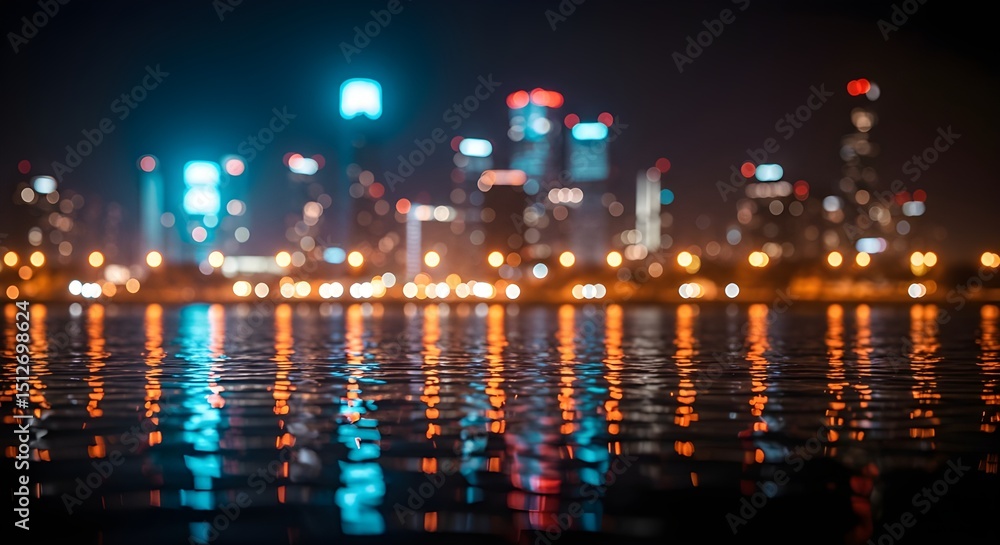 Night City Lights Reflected on Calm Water A Stunning Urban Nightscape Night City Lights Reflected on Calm Water A Stunning Urban Nightscape
