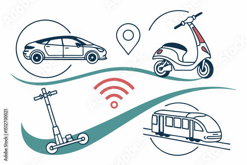 Design Futuristic Transportation Logo Icons Repres 4